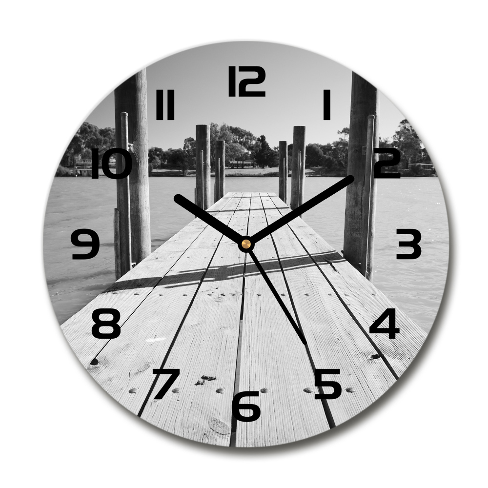 Round wall clock Wooden pier