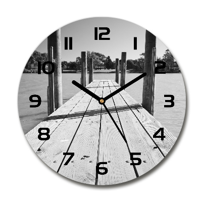 Round wall clock Wooden pier