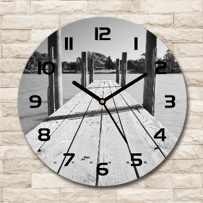 Round wall clock Wooden pier