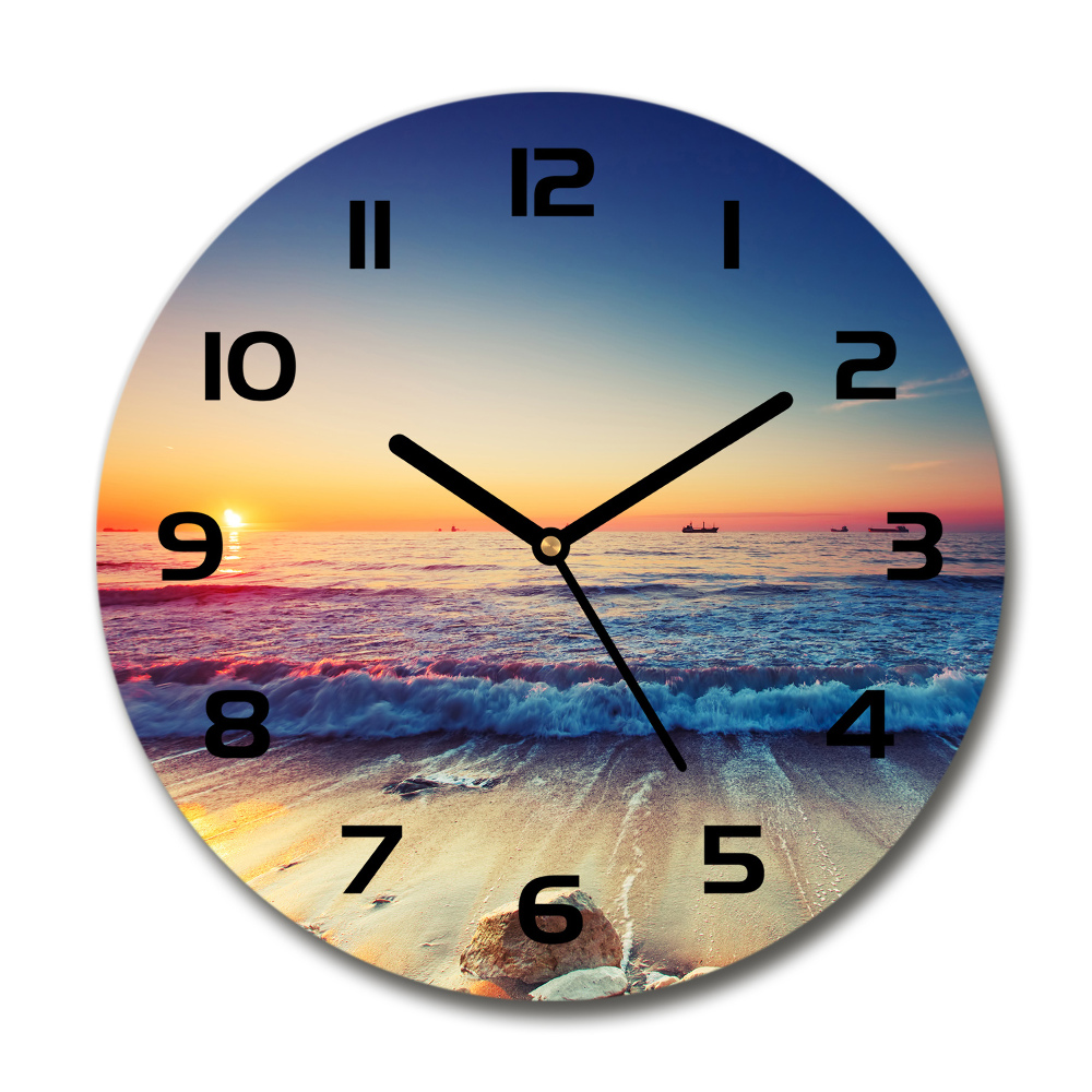 Round wall clock Sunrise sea