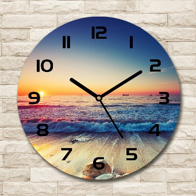 Round wall clock Sunrise sea