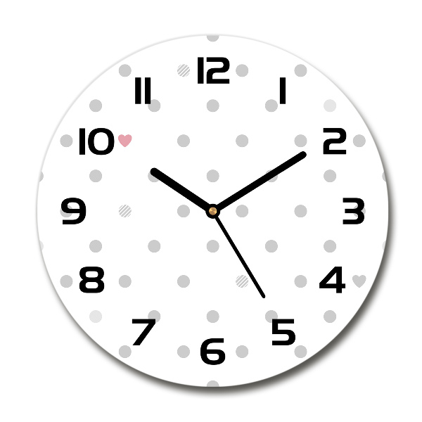 Round wall clock Dots and hearts