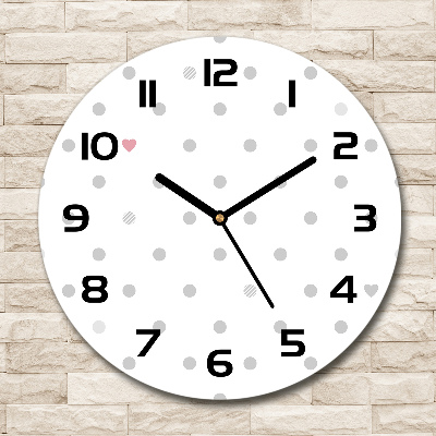 Round wall clock Dots and hearts