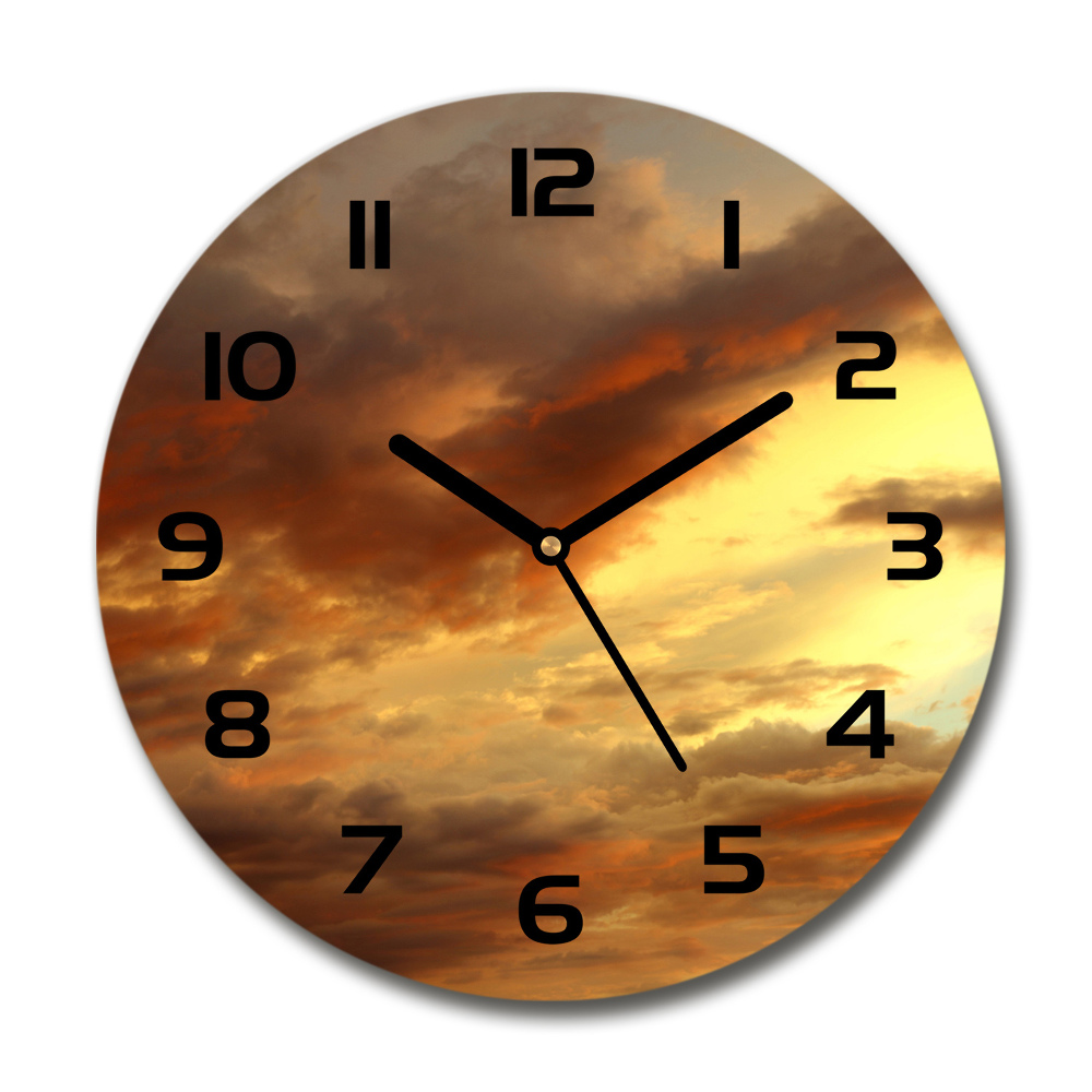 Round glass clock Sunrise