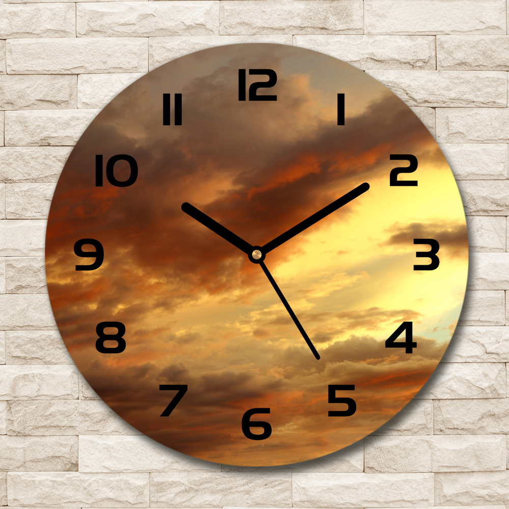 Round glass clock Sunrise