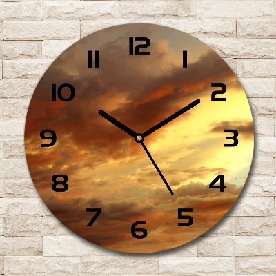 Round glass clock Sunrise