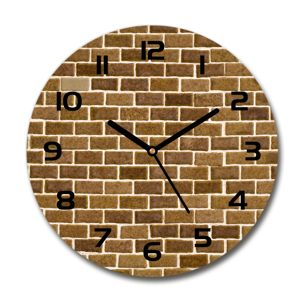 Round glass wall clock Brick wall