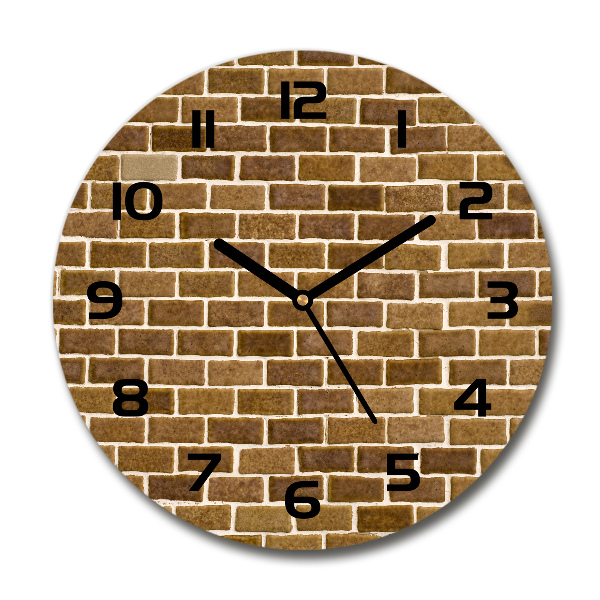 Round glass wall clock Brick wall