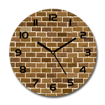 Round glass wall clock Brick wall