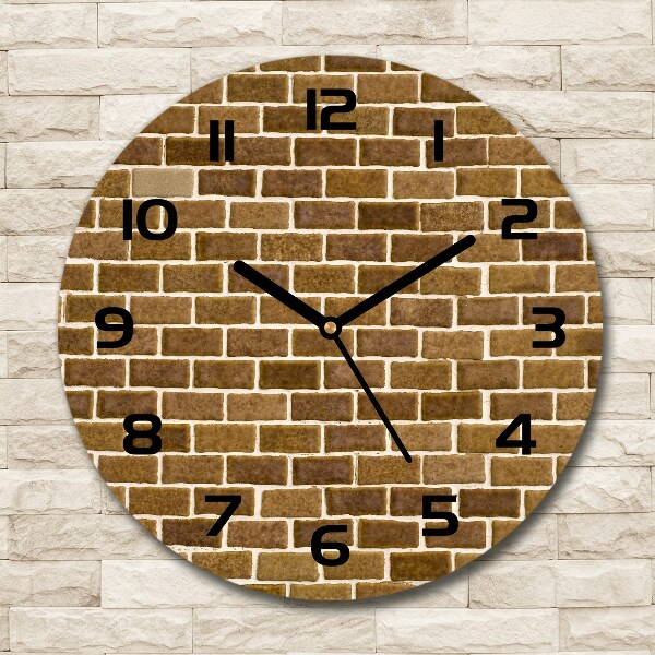 Round glass wall clock Brick wall