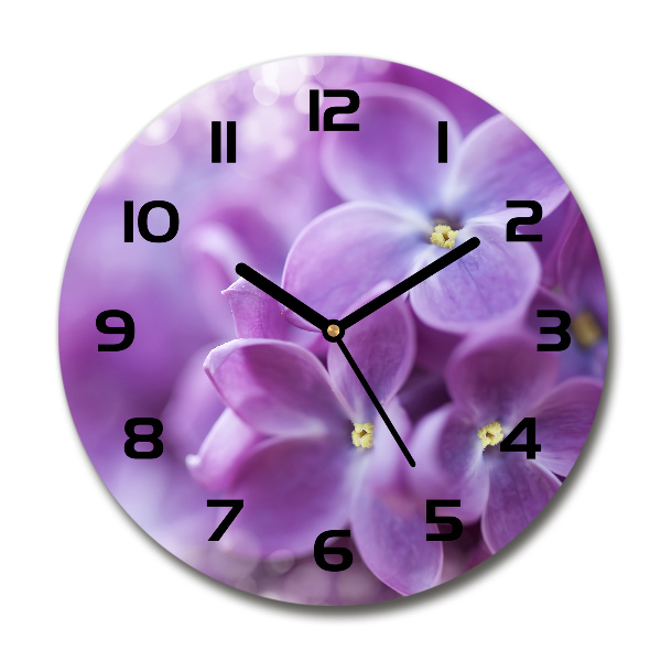 Round wall clock Lilac flowers