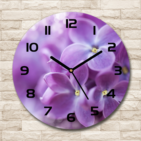 Round wall clock Lilac flowers