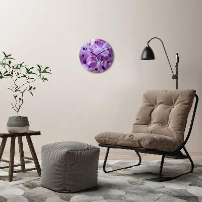 Round wall clock Lilac flowers