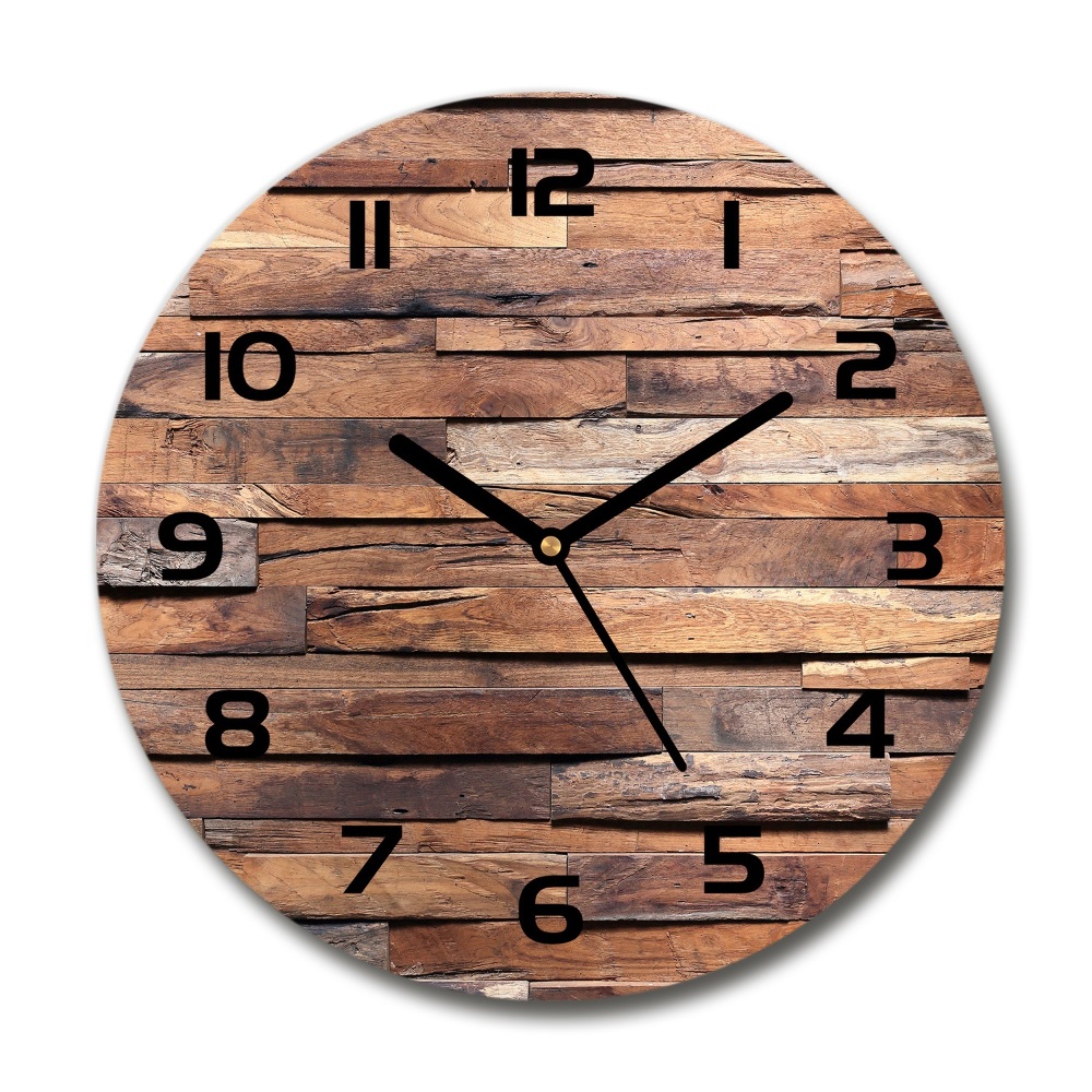 Round wall clock Wooden wall