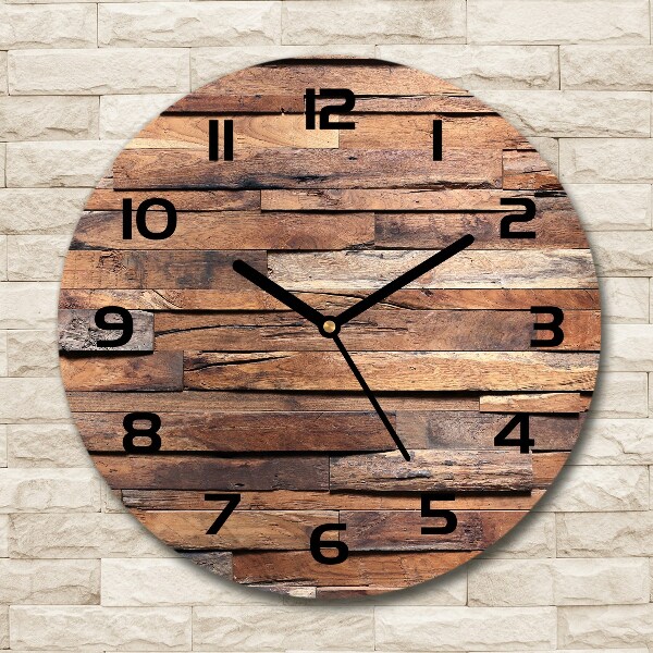 Round wall clock Wooden wall