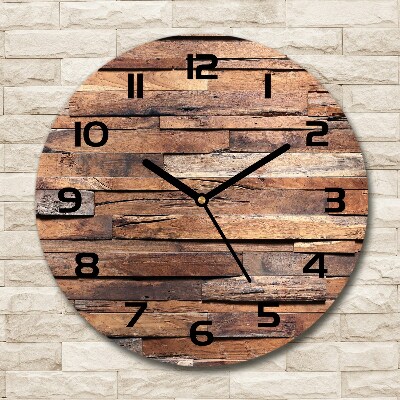 Round wall clock Wooden wall