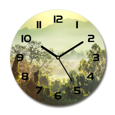 Round glass wall clock Jungle