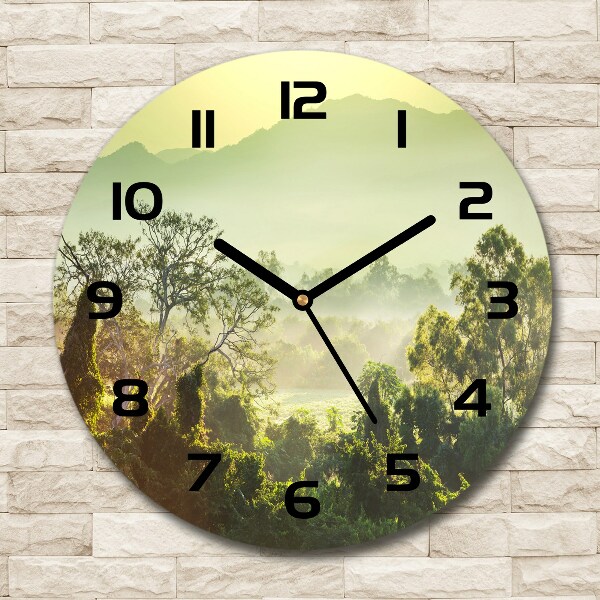 Round glass wall clock Jungle