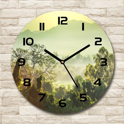 Round glass wall clock Jungle