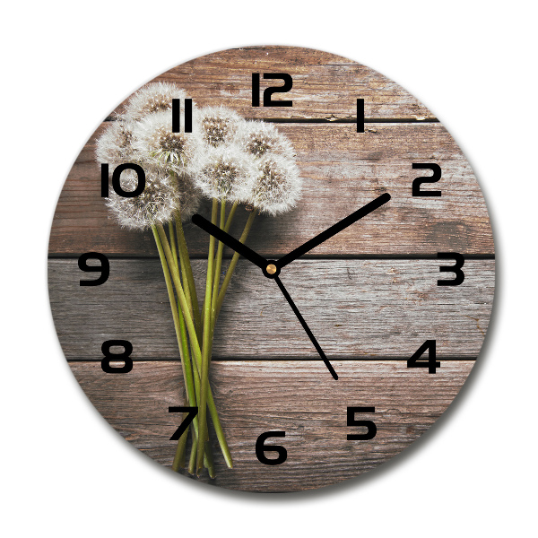 Round wall clock Dandelion wood