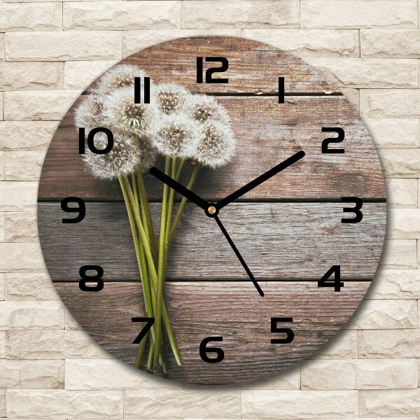 Round wall clock Dandelion wood