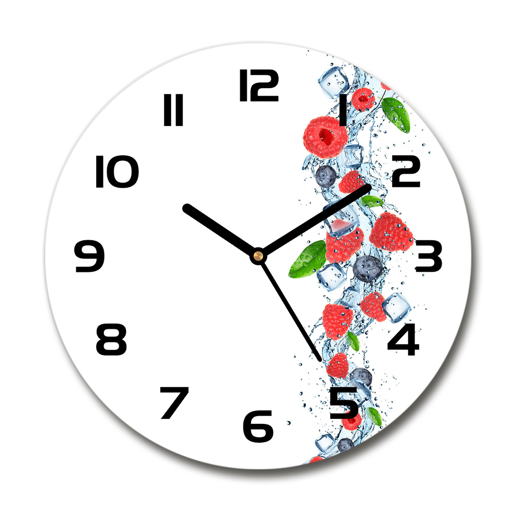 Round glass wall clock Forest fruits with ice