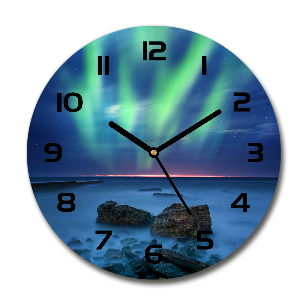 Round wall clock Northern lights