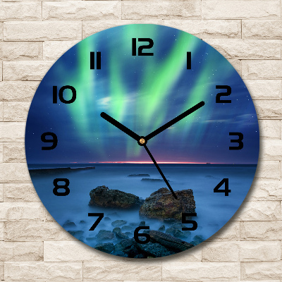 Round wall clock Northern lights