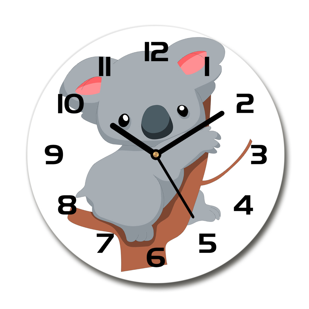 Round clock glass Koala on a tree