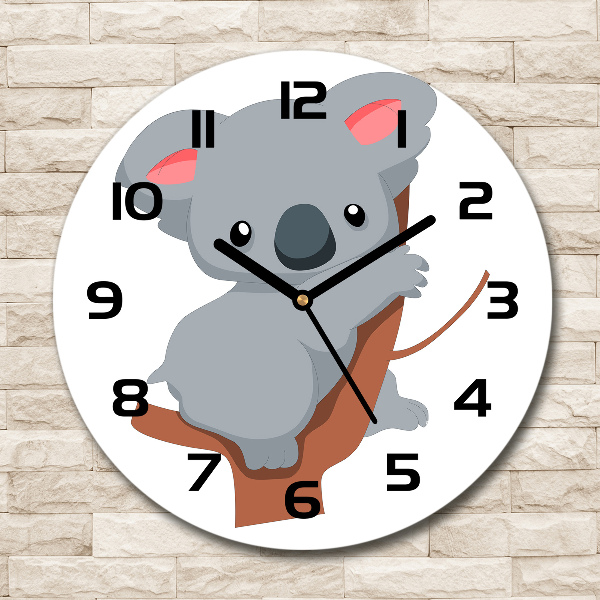 Round clock glass Koala on a tree