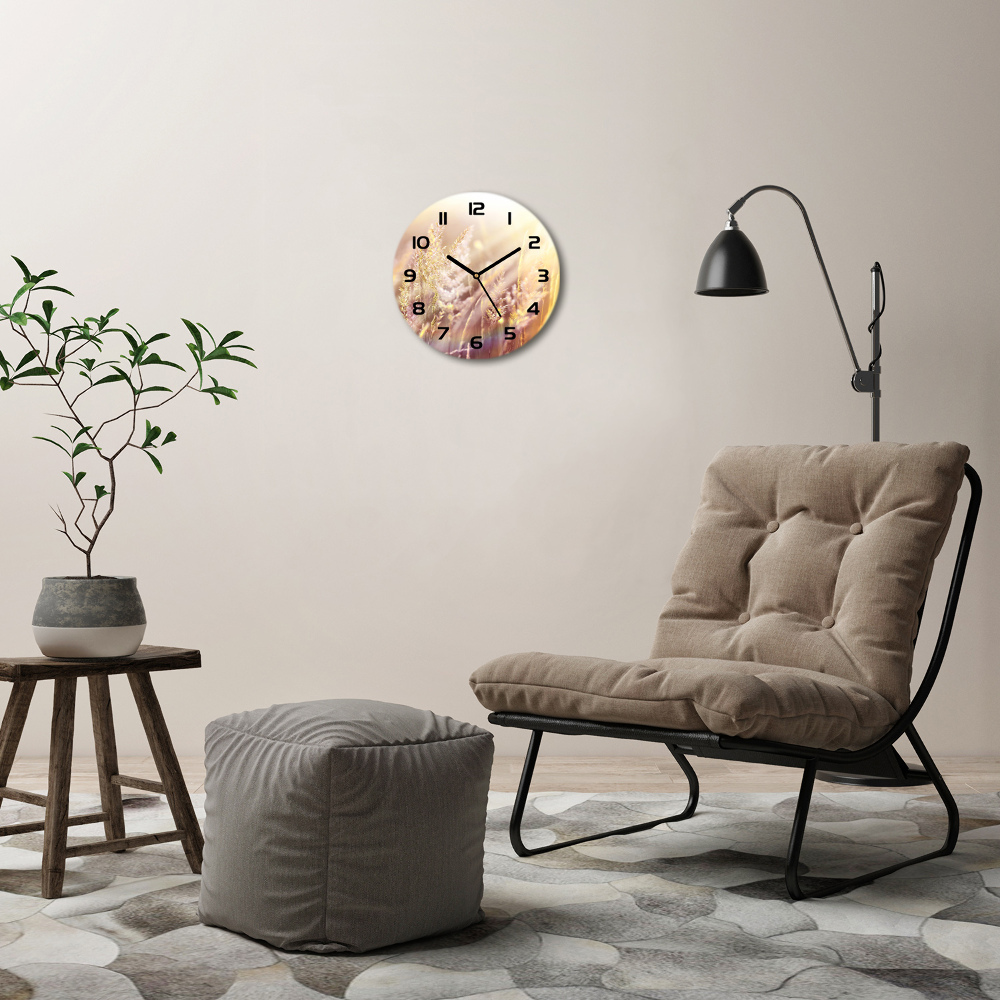 Round wall clock Tall grass