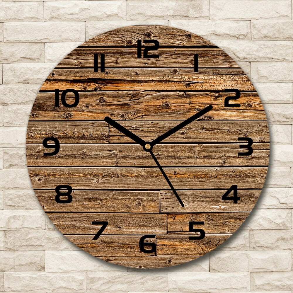 Round wall clock Wooden wall