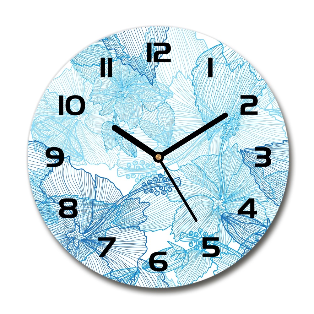 Round wall clock Hawaiian flowers