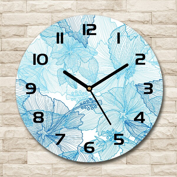 Round wall clock Hawaiian flowers