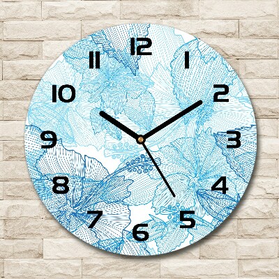 Round wall clock Hawaiian flowers