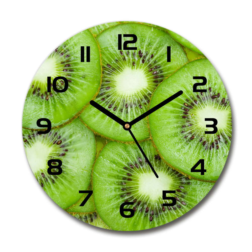 Round glass wall clock Kiwi