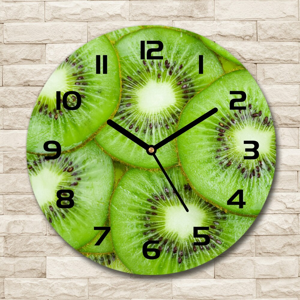 Round glass wall clock Kiwi