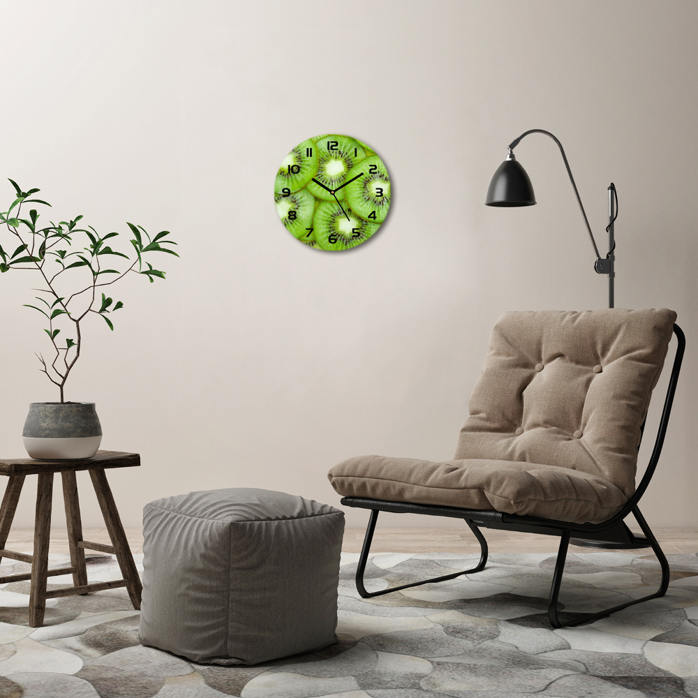 Round glass wall clock Kiwi