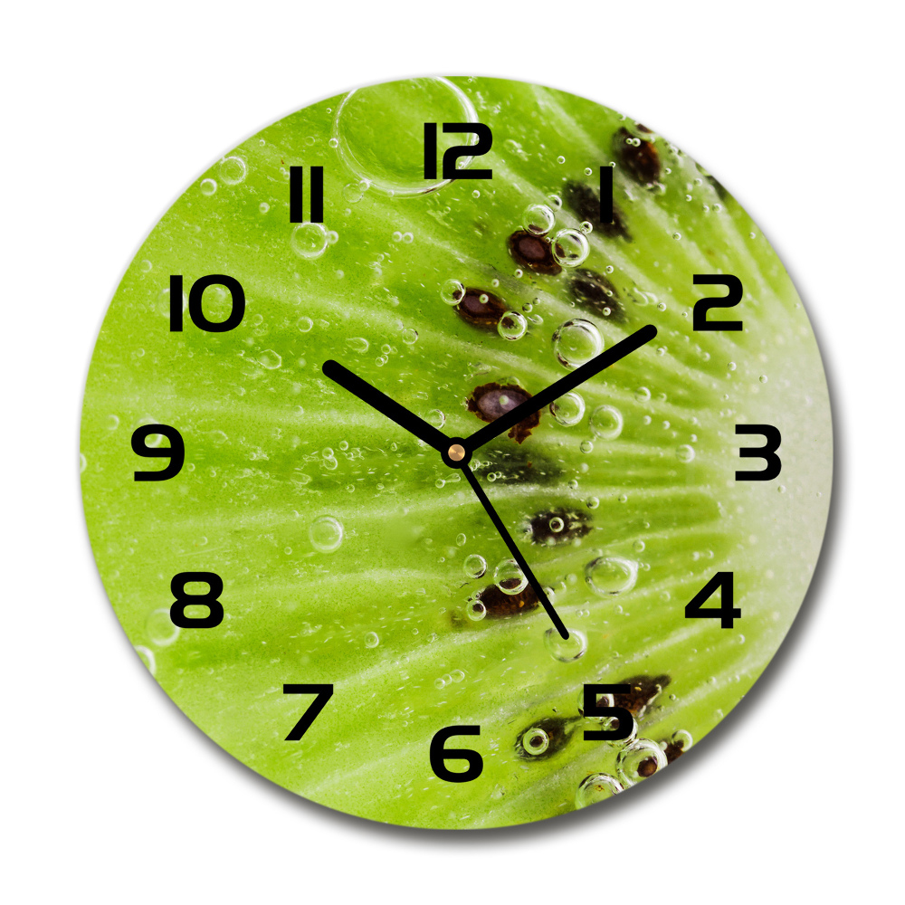 Round glass clock Kiwi