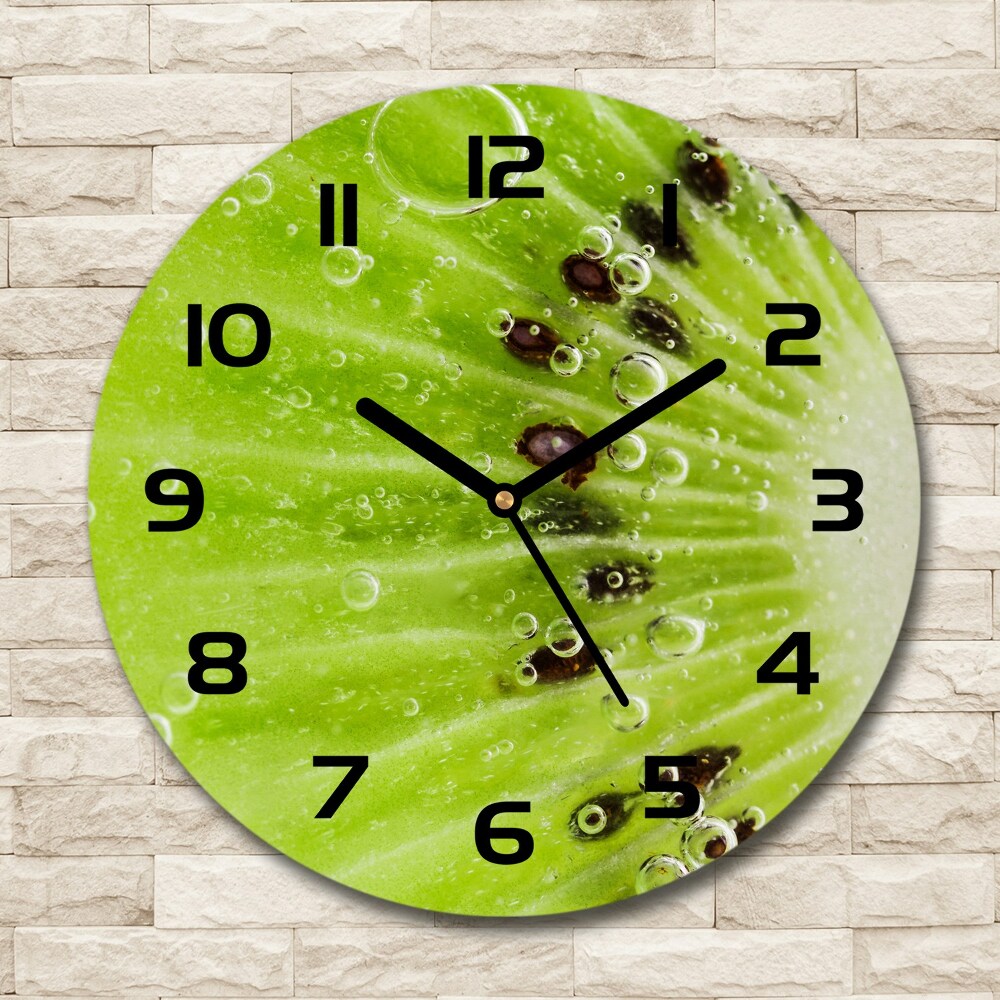 Round glass clock Kiwi