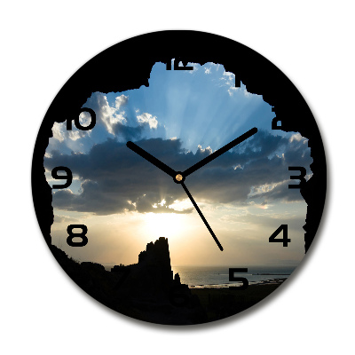 Round wall clock Sunset