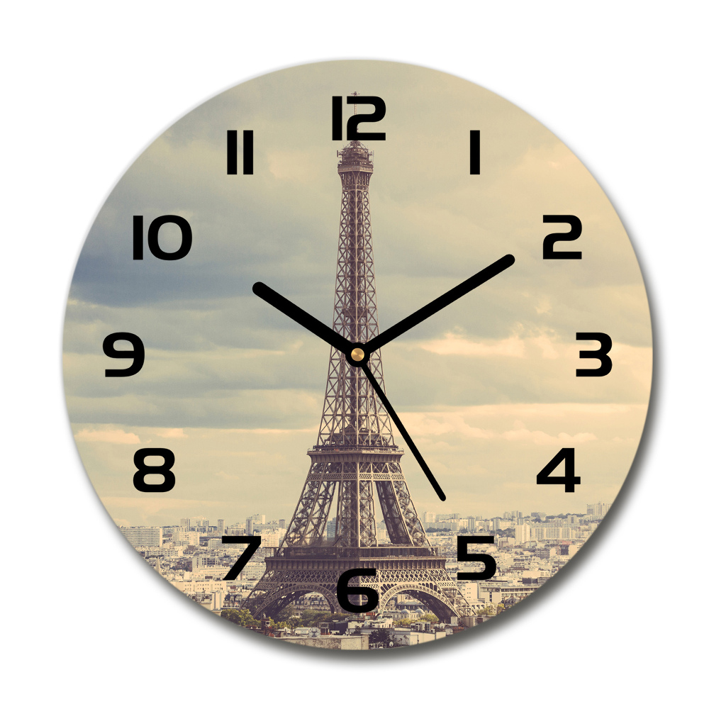 Round wall clock Eiffel Paris tower