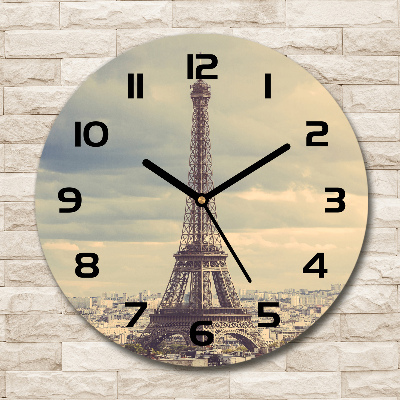 Round wall clock Eiffel Paris tower