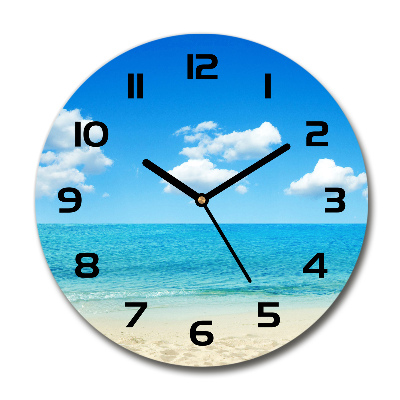 Round glass wall clock Paradise beach