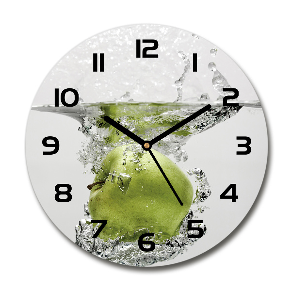 Round glass wall clock Apple under water