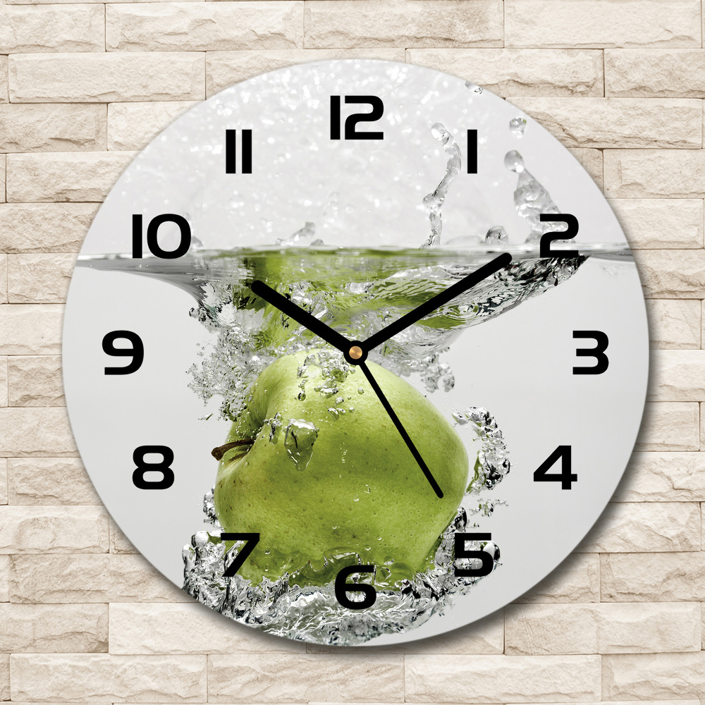 Round glass wall clock Apple under water