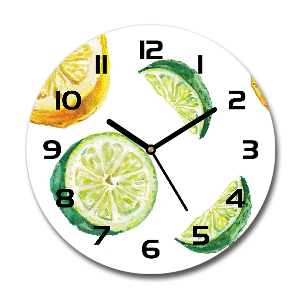 Round clock glass Lemon and lime