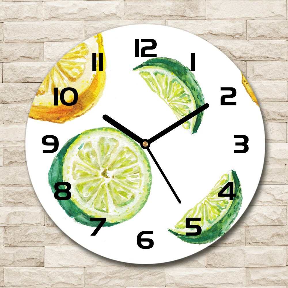 Round clock glass Lemon and lime