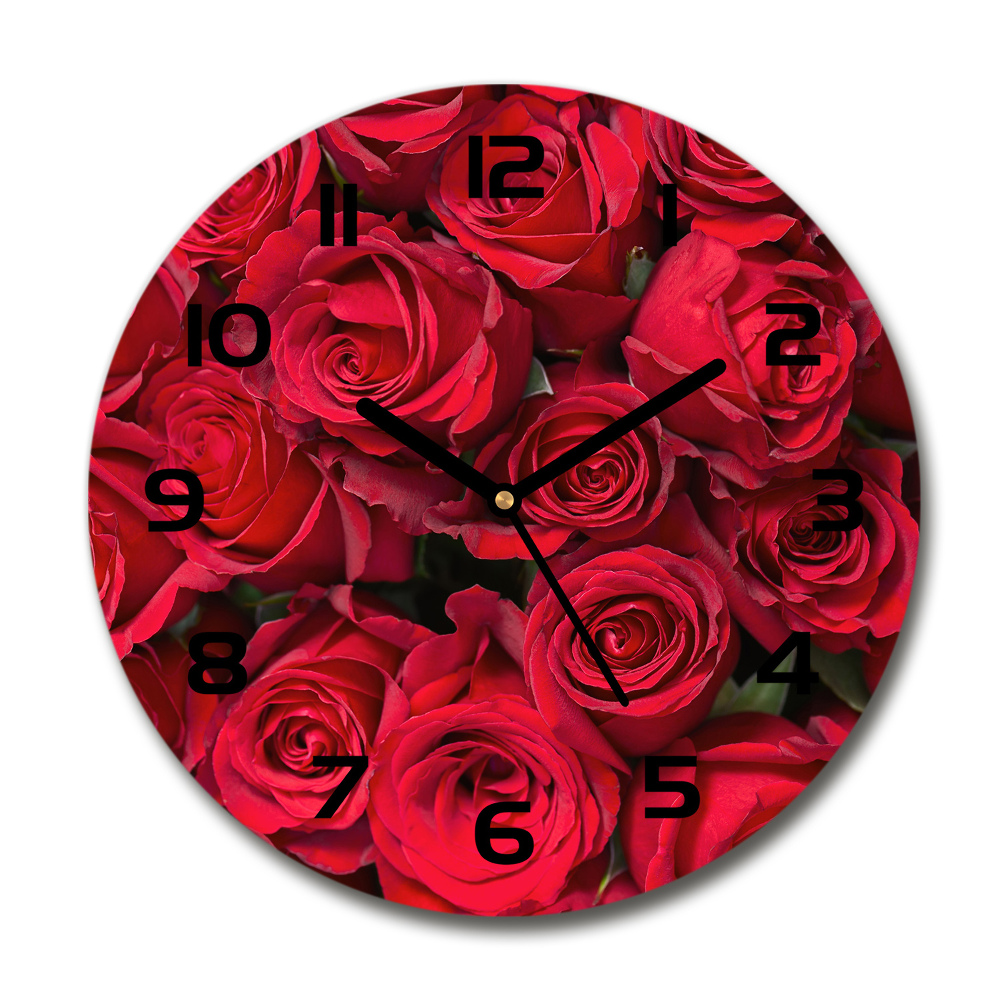 Round wall clock Red roses