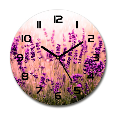 Round glass wall clock Lavender